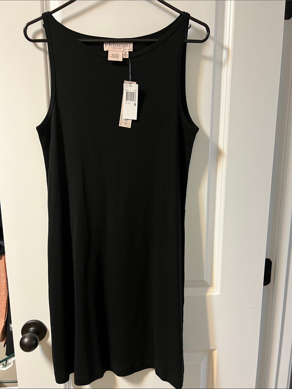 Philosophy Black Sleeveless Shift Dress with Crew Neck